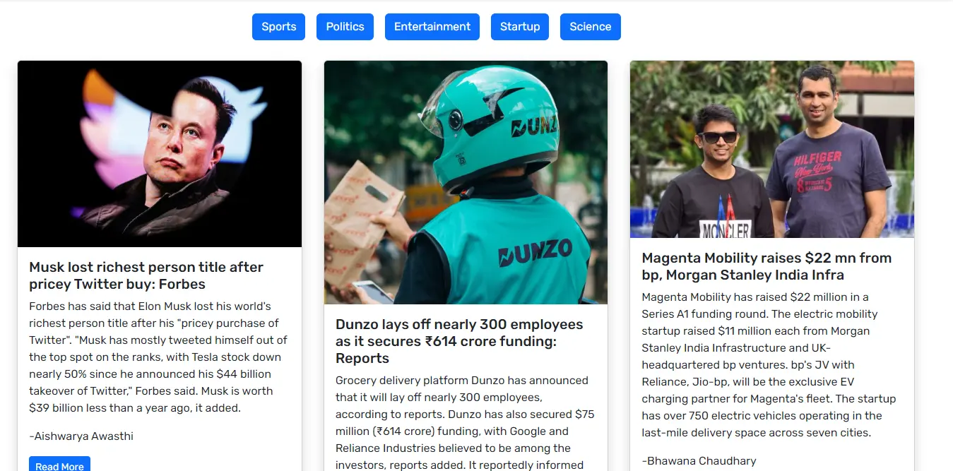 News website front page