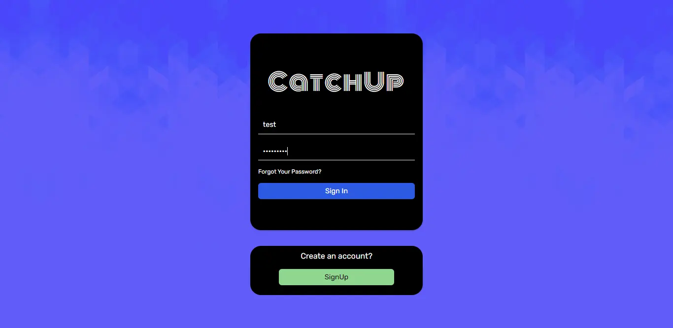 Social media website front page