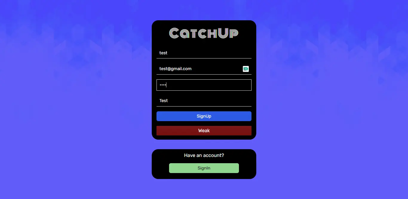 Social media website front page