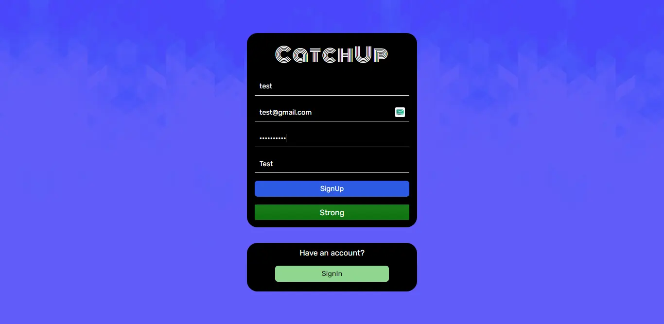 Social media website front page